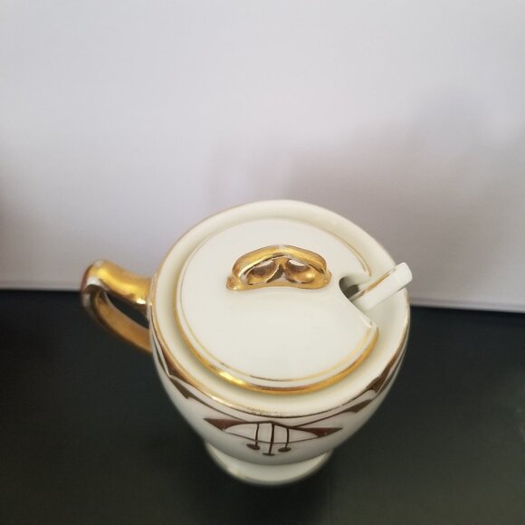 Antique C.S. Prussia Porcelain Jam Mustard Condiment Pot w/Spoon Lid Jar - Picture 6 of 12